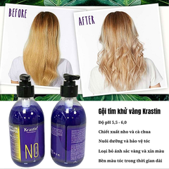 Dầu Gội Tím Khử Vàng Krastin No Yellow 280ml, loại bỏ sắc vàng và xỉn màu