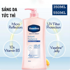 Sữa Dưỡng Thể Vaseline 350ml Healthy Bright Gluta-hya 4x Nâng Tông