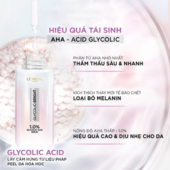 Serum L'oreal 30ml Glycolic-bright Instant Glowing Serum 1.0% Glycolic Acid Dưỡng Sáng Mờ Nám