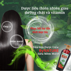 Dầu Gội Dược Liệu Bynature 600g Siêu Mềm Mượt, CóTặng Kèm