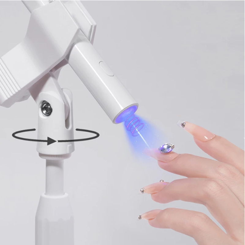Giá Kẹp Đèn Hơ Nail Mini Lorossi, có giá đỡ điện thoại tiện dụng