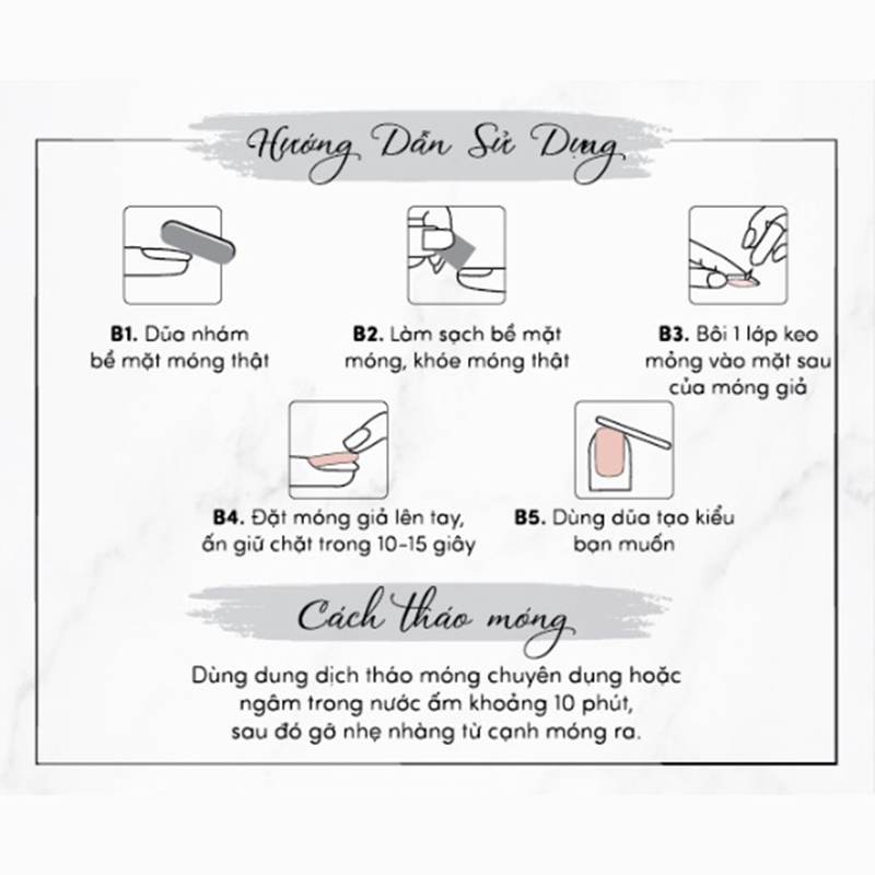 Giấy Nail Box Gắn Móng Chân Giả 5 Miếng