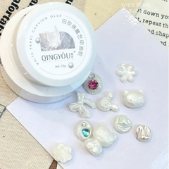 Hũ Gel Nặng Ngọc Trai Trắng Qingyou 15g, tạo mọi hình dạng trang trí nail 3D sống động theo ý muốn
