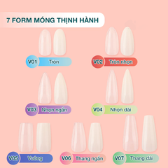 Móng Up Dẻo Vinimay, Hộp 552 móng tay giả đủ form (phom tròn, tròn nhọn, nhọn, vuông, thang)
