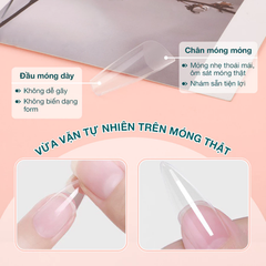 Móng Up Dẻo Vinimay, Hộp 552 móng tay giả đủ form (phom tròn, tròn nhọn, nhọn, vuông, thang)