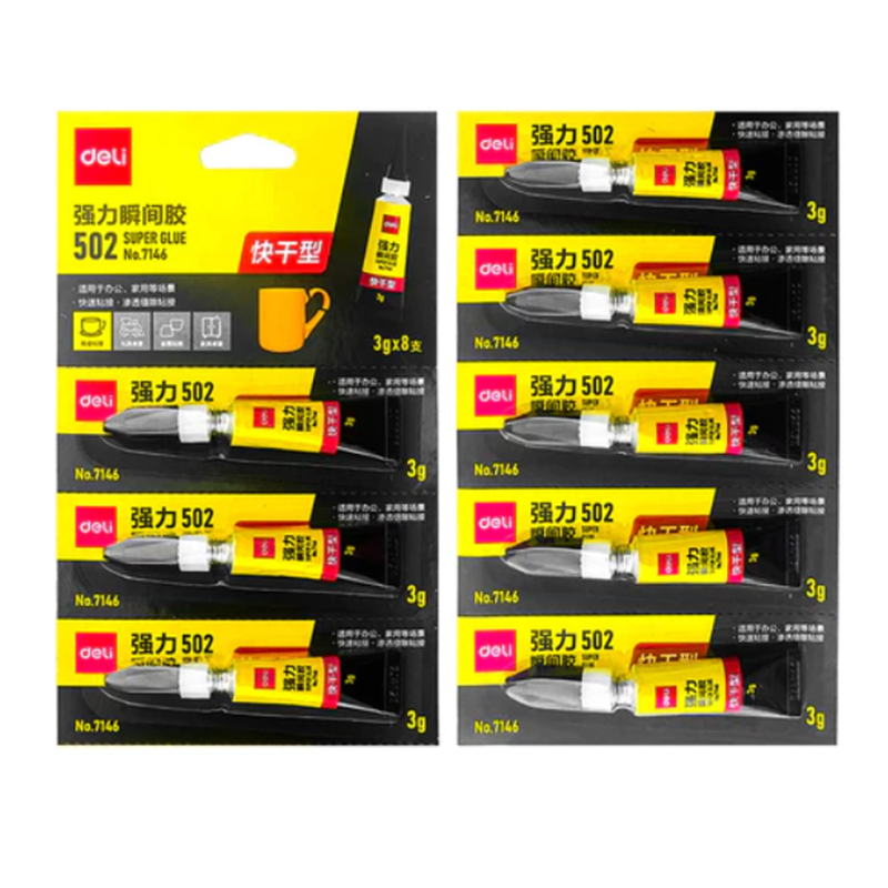 Keo 502 Deli 7146 3G, dán gỗ, giày da, gốm, điện tử, gia dụng, độ dính cao, chắn chắn