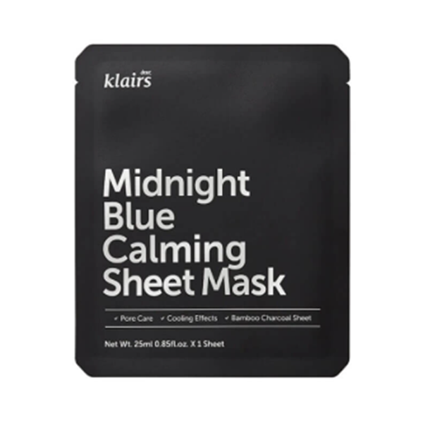 Mặt Nạ Klairs 25ml Midnight Blue Calming Đen, dành cho da nhạy cảm, giúp dịu da