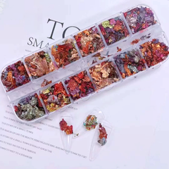 Set Giấy Bạc Vụn Trang Trí Móng 12 Ô, Tone đỏ đất sét