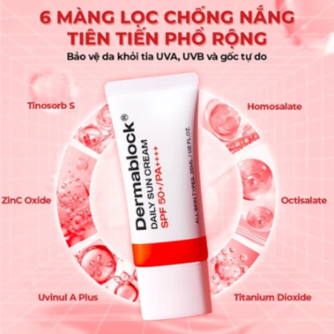 Kem Chống Nắng Dermablock 35ml Phổ Rộng Mỏng Nhẹ Vô Hình Đỏ