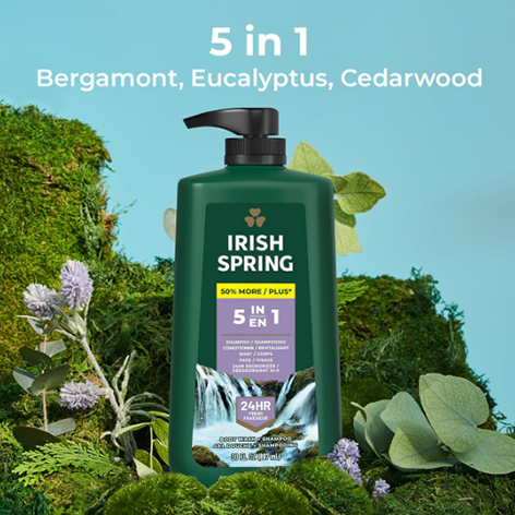 Tắm Gội Irish Spring 887ml 5 Ni 1 24hr Fresh Fraicheur