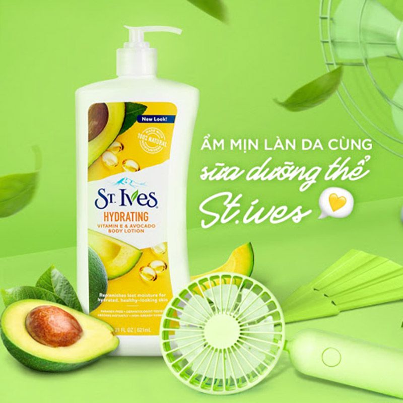 Sữa dưỡng thể ST.Ives Hydrating Vitamin E & Avocado Body Lotion