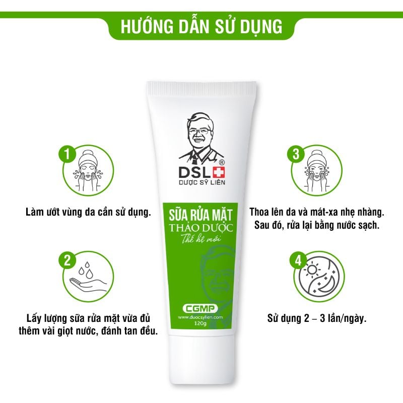 Sữa Rửa Mặt Thảo Dược, Dược Sỹ Liên 120g Xanh Lá