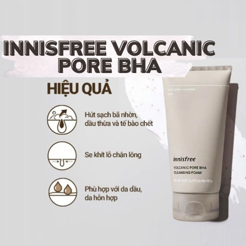 [Chính Hãng] Sữa Rữa Mặt Innisfree 150ml Volcanic Pore Bha Cleansing Foam