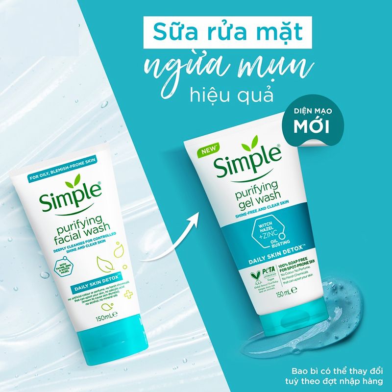 Sữa Rửa Mặt Simple 150ml Dạng Gel Kiểm Soát Nhờn