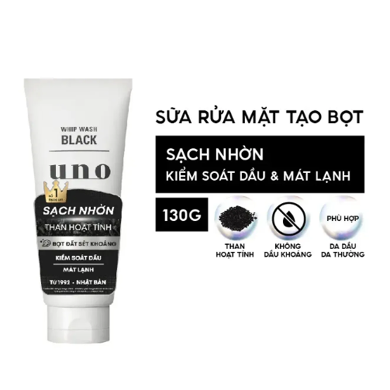 Sữa Rủa Mặt Dành Cho Nam Uno Tạo Bọt Sạch Nhờn 130g Đen