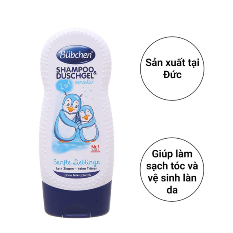 Sữa Tắm Gội Bubchen 230ml Da Nhạy Cảm Trắng dành cho bé