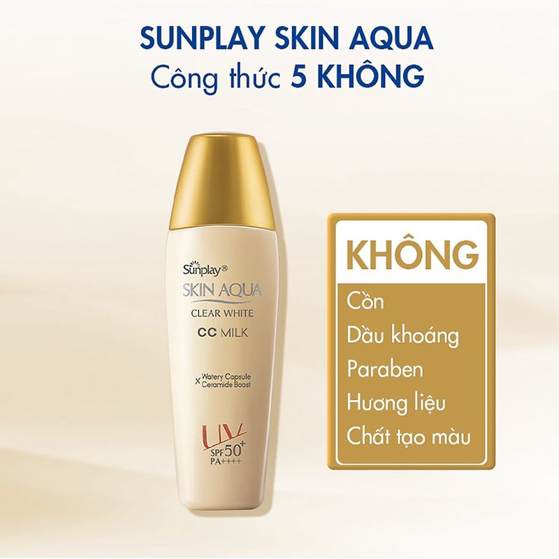 Kem chống nắng Sunplay Skin Aqua Clear White CC Milk SPF 50 25g