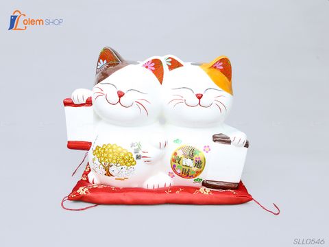 Tượng đôi Mèo thần tài Maneki Neko mang tiền tài, may mắn