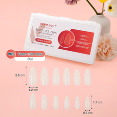 Móng Up Dẻo Vinimay, Hộp 552 móng tay giả đủ form (phom tròn, tròn nhọn, nhọn, vuông, thang)