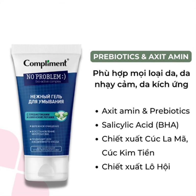 Sữa Rữa Mặt Compliment 200ml, Giảm mụn, hạn chế dầu, cấp ẩm cho da