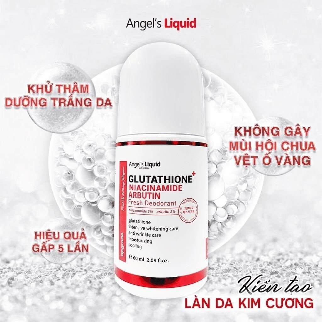 Lăn khử mùi, giảm thâm & làm sáng da Angel's Liquid Glutathione Niacinamide Arbutin