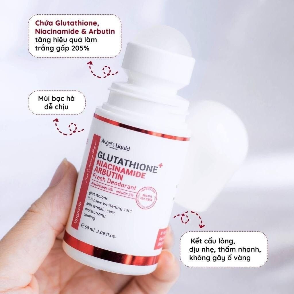 Lăn khử mùi, giảm thâm & làm sáng da Angel's Liquid Glutathione Niacinamide Arbutin