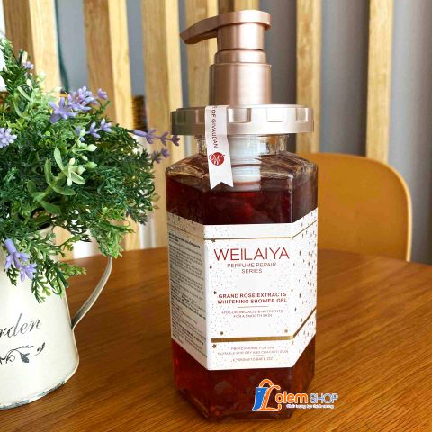 Sữa Tắm Trắng Da Weilaiya DaMask Grand Rose Extracts Whitening Shower Gel 450ml Tủy Mật Hoa Hồng