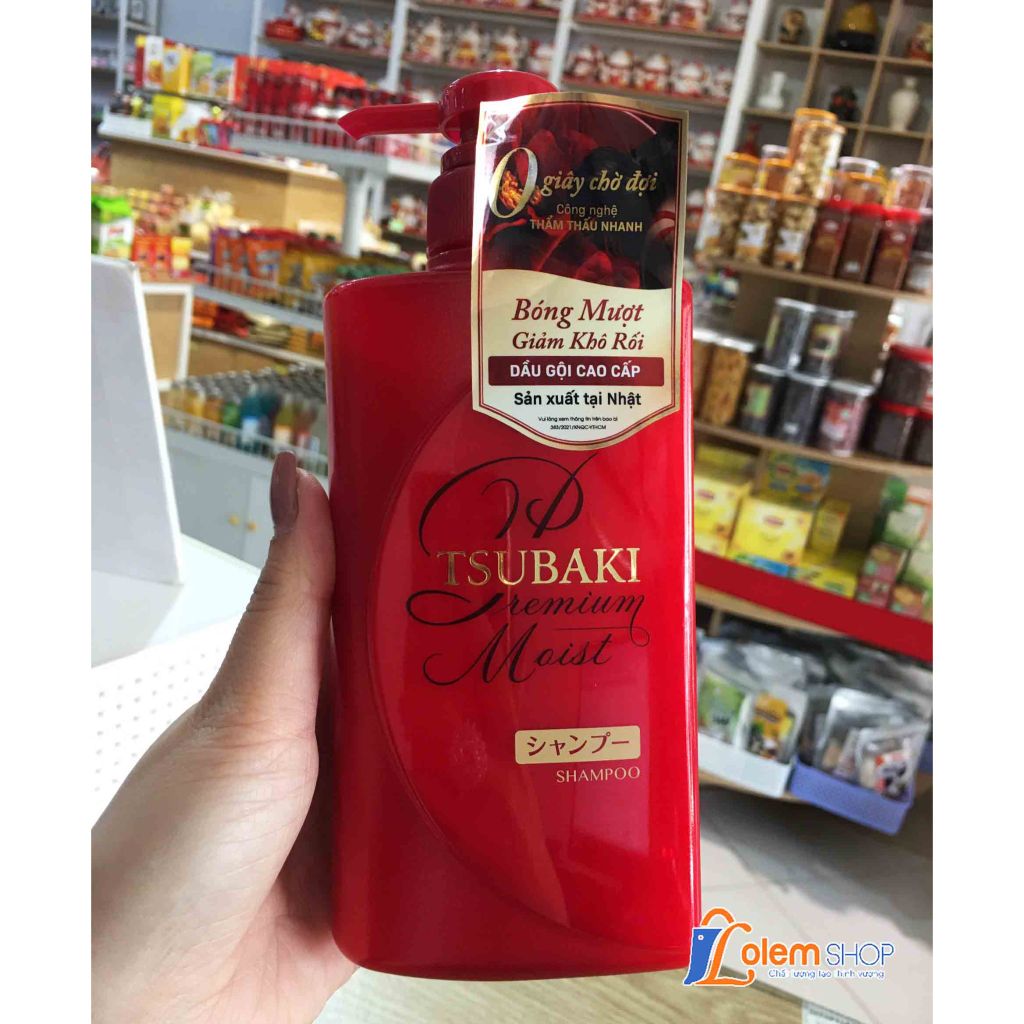 Dầu Gội và Dầu Xả Tsubaki Premium Moist Dưỡng Tóc Bóng, Mượt  490ml (Đỏ)