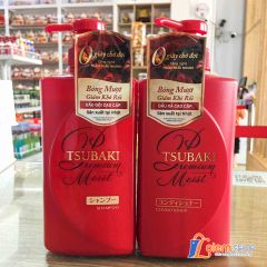 Dầu Gội và Dầu Xả Tsubaki Premium Moist Dưỡng Tóc Bóng, Mượt  490ml (Đỏ)