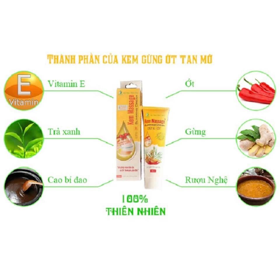 Kem Massage Tan Mỡ Ngân Bình 150g Gừng Ớt