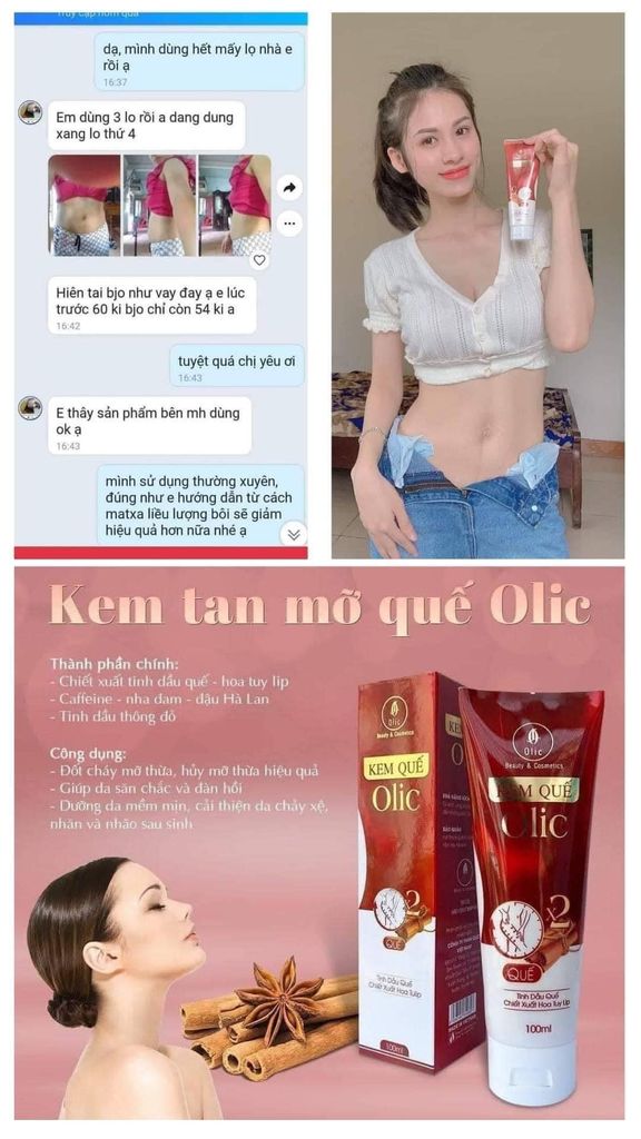 Kem Tan Mỡ Olic Kem Quế 100g Gel Săn Chắc Quế