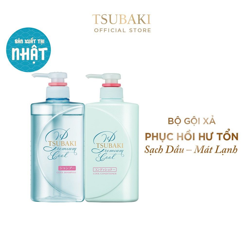 Cặp Gội Xả Tsubaki 490ml Bóng Mượt Sạch Dầu Mát Lạnh