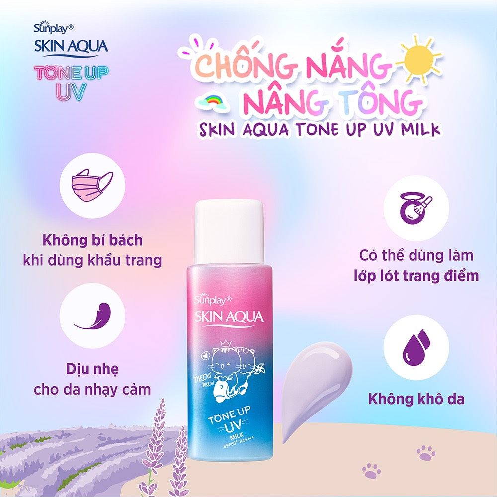 Kem Chống Nắng Sunplay 50g Tone Up Milk Spf50 Tím, Hiệu chỉnh sắc da