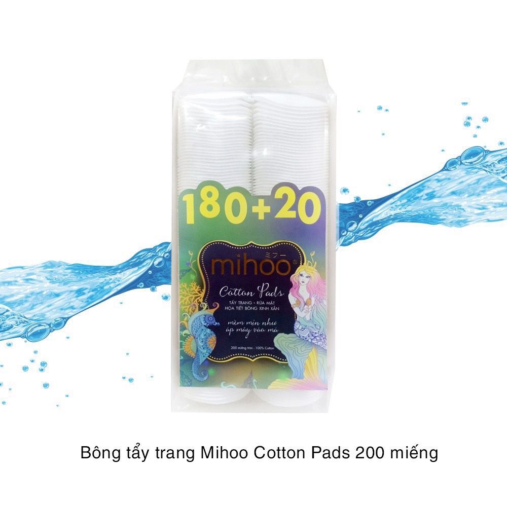 Bông Tẩy Trang Mihoo 180 + 20 Miếng