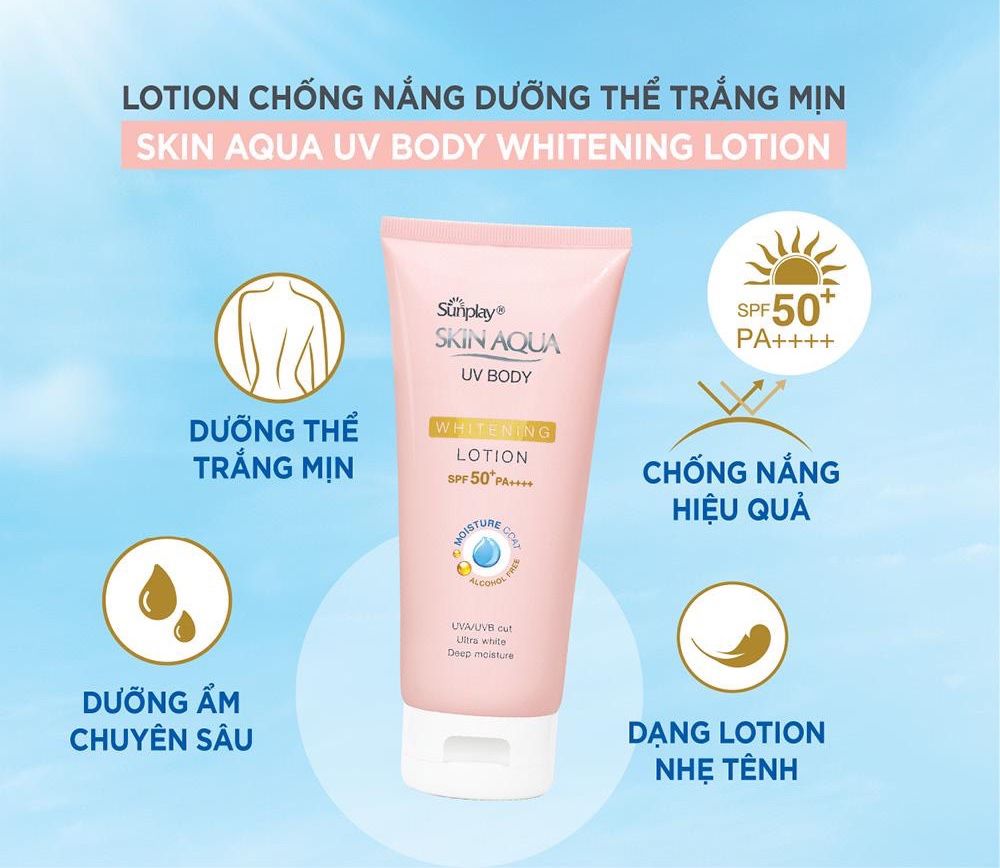 Lotion chống nắng dưỡng thể trắng mịn Sunplay Skin Aqua 150g