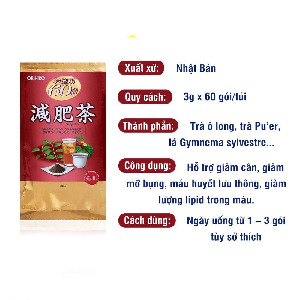 Trà Giảm Mỡ Genpi Orihiro 60 Gói 180g