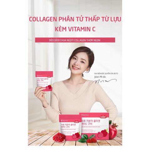 Kẹo Dẻo Boto Gummy Collagen Vitamin C Hàn Quốc 30v Hương Lựu