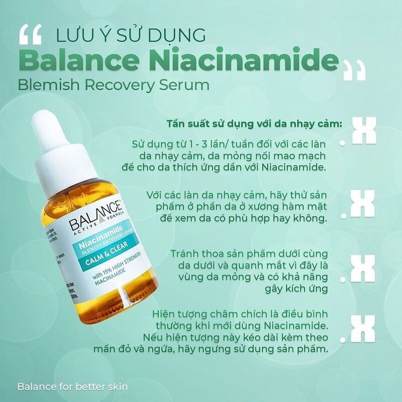 Tinh Chất Dưỡng Ẩm Balance Active Formula Niacinamide Blemish Recovery Serum Calm & Clear 30ml