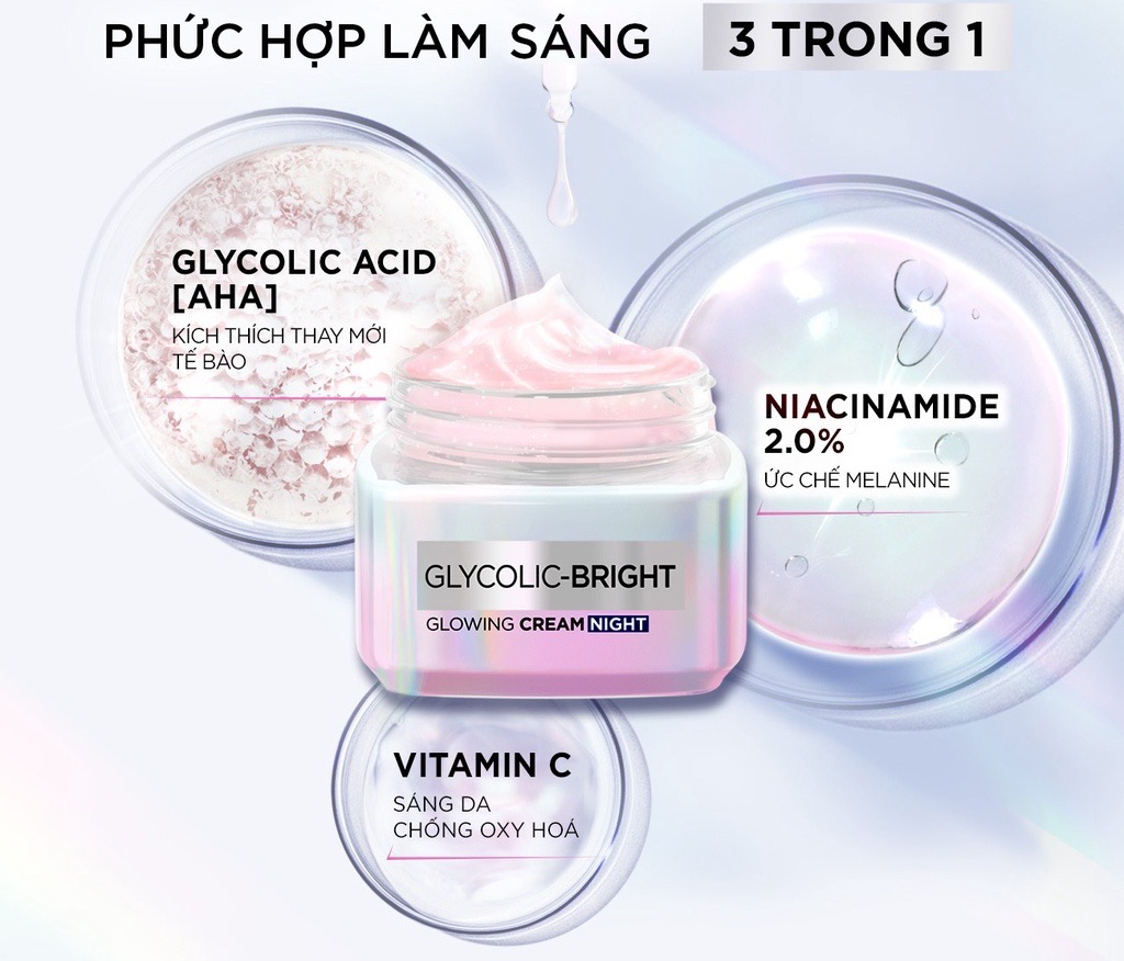 Kem Dưỡng Loréal 50ml Glycolicbright Glowing Cream NightKem Dưỡng