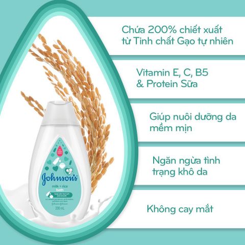 Sữa Tắm Chứa Sữa & Gạo Johnson's Baby 200ml