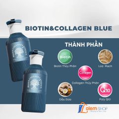 Cặp Gội Xả Biotin Collagen 500ml Xanh Óng Mượt Siêu Cấp