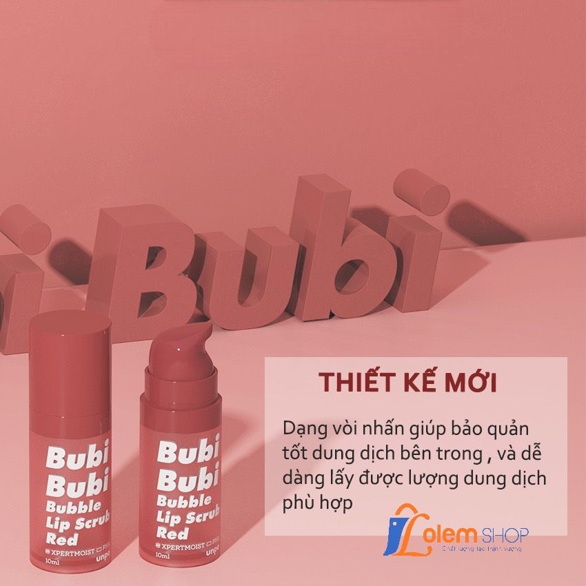 Tẩy Tế Bào Chết Môi Sủi Bọt Unpa Bubi Bubi Bubble Lip Scrub Red 10ml Đỏ