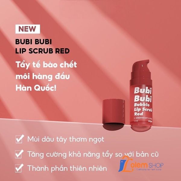 Tẩy Tế Bào Chết Môi Sủi Bọt Unpa Bubi Bubi Bubble Lip Scrub Red 10ml Đỏ