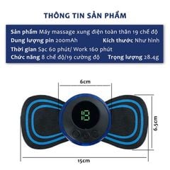 Miếng Dán Massage Xung Điện EMS Tích Hợp 6 Chế Độ, Giảm Nhức Mỏi Cổ Vai Gáy Hiệu Quả, Thư Giãn Cơ