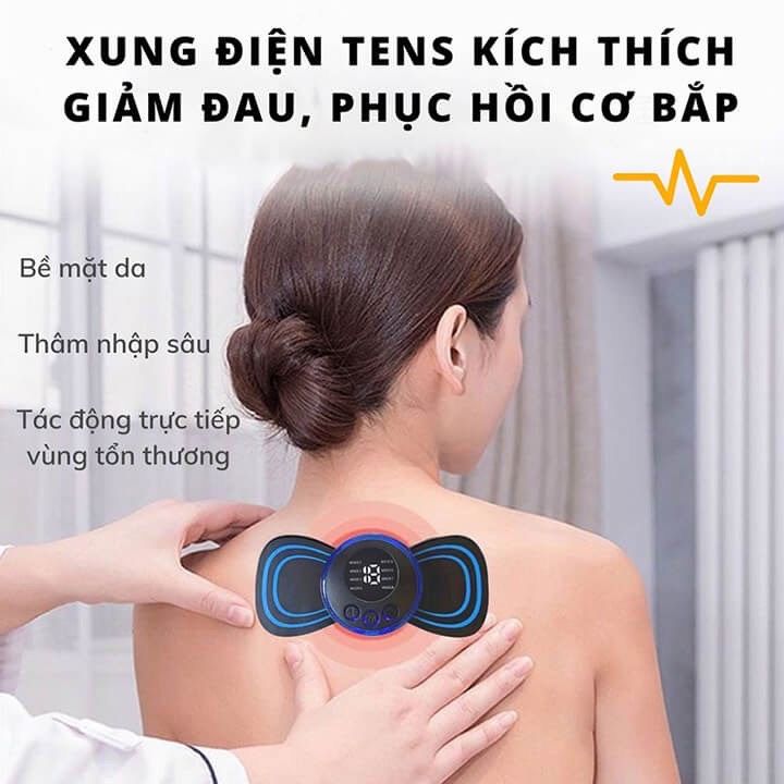 Miếng Dán Massage Xung Điện EMS Tích Hợp 6 Chế Độ, Giảm Nhức Mỏi Cổ Vai Gáy Hiệu Quả, Thư Giãn Cơ