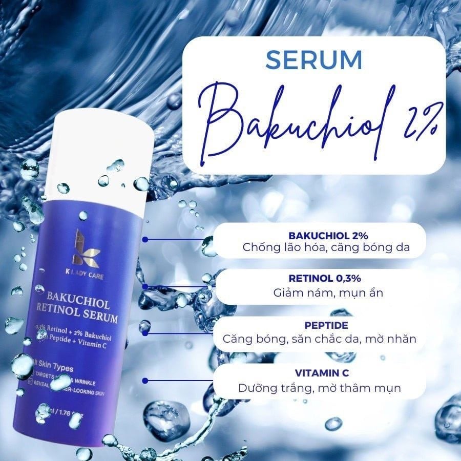 Serum K Lady Care 50ml Bakuchiol 2% Retinol 0.3% Dưỡng Trắng Phục Hồi