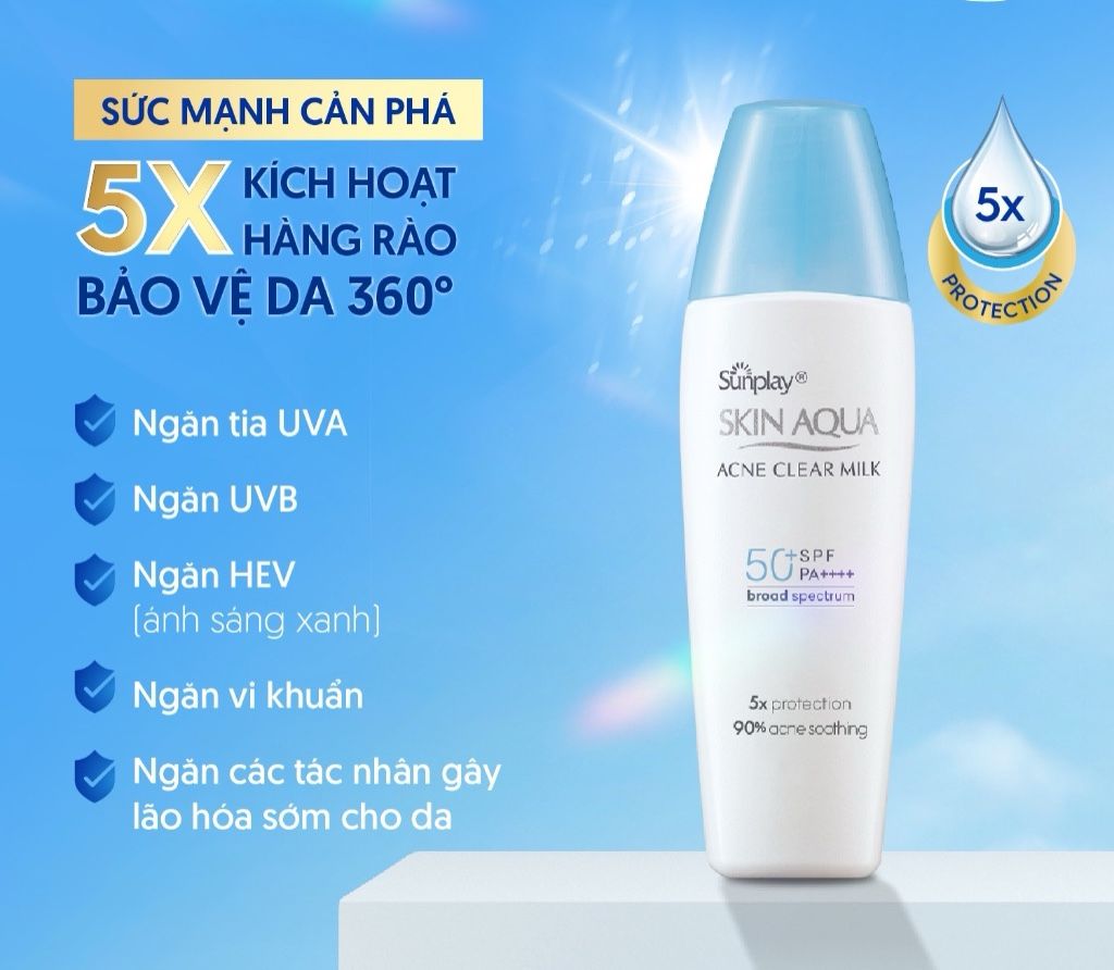 Sữa chống nắng dưỡng da ngừa mụn Sunplay Skin Aqua Acne Clear SPF 50+ PA++++ 25g