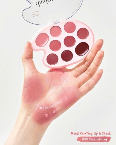 Bảng Son Má Hồng Dasique Mood Painting Lip & Cheek Palette 6g 9 Ô #4 Rose Coloring