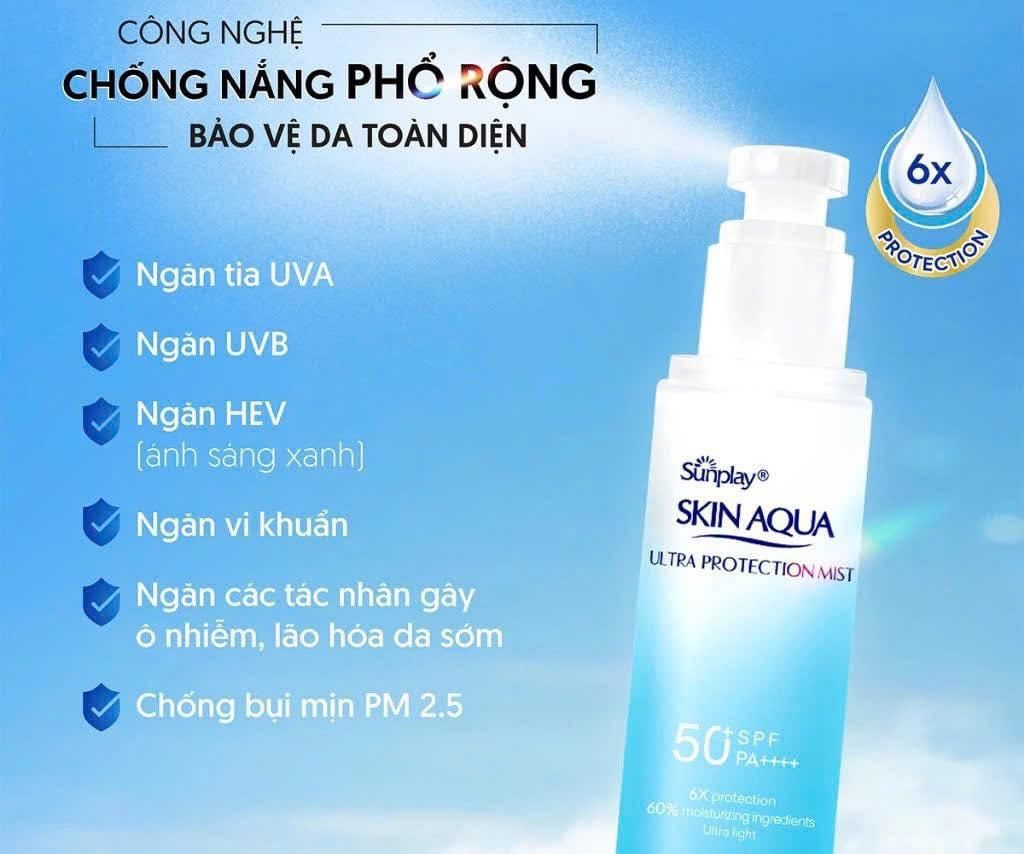 Xịt Chống Nắng Sunplay Skin Aqua Ultra Protection Mist 60ml Bảo Vệ Đa Chiều