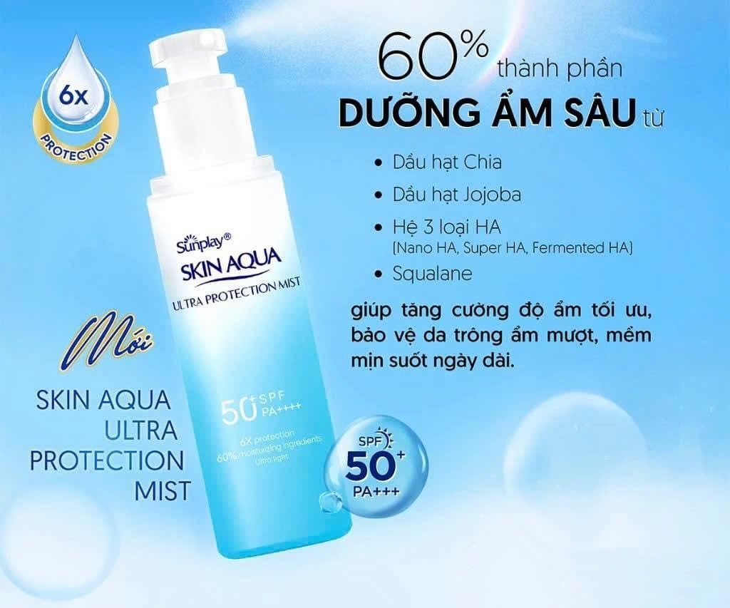 Xịt Chống Nắng Sunplay Skin Aqua Ultra Protection Mist 60ml Bảo Vệ Đa Chiều